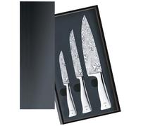 WMF Grand Gourmet set de couteaux 3 pièces, Made in Germany, 3 couteaux Damas forgés, acier Damas 120 couches, Performance Cut, set de couteaux dans une caisse en bois