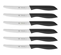 WMF 1896499990 Vesper Set de 6 couteaux Pièces Noir Longueur de la lame dentelée Lame en acier spécial Noir Poignée en plastique 11 cm, Acier inoxydable, Black, 23 cm, 6 unités