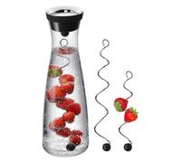 Set de carafes à eau WMF Basic 3 pièces, carafe 1 l avec 2 brochettes de fruits de différentes tailles, carafe en verre avec couvercle, couvercle en silicone, fermeture CloseUp