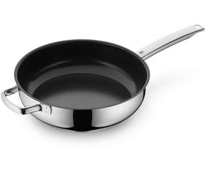 WMF 748406021 Devil Sauteuse revêtement Bord verseur Diamètre 28 cm Poignée en Acier Inoxydable Cromargan Ceradur Induction Lavage à la Main, en Acier Inoxydable, Argent