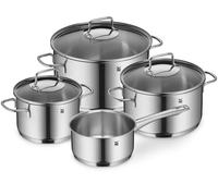WMF Astoria Batterie de cuisine 4 pièces, casseroles hautes avec couvercles (16/24 cm), marmite basse avec couvercle (20 cm), casserole (16 cm), Cromargan acier inoxydable poli, convient pour
