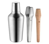 WMF Bar Set de 4 pièces Doseur Passoire mesure pince Pilon Matriochka en acier inoxydable Cromargan Hêtre cadeau Passe au lave-vaisselle