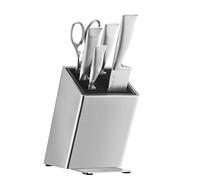 WMF Bloc à couteaux Grand Gourmet avec set de couteaux 6 pièces, Fabriqué en Allemagne, 4 couteaux forgés, ciseaux, bloc en acier inoxydable, Performance Cut