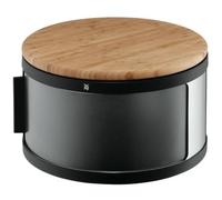 WMF Boîte à pain Gourmet ronde 32 x 13 cm, avec planche à découper, tambour à pain, bambou, acier inoxydable Cromargan, plastique, noir