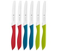 WMF Classic Line Lot de 6 couteaux à petit-déjeuner à lame dentelée en acier spécial avec manche en plastique Multicolore 23 cm