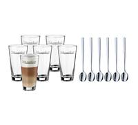 WMF Clever&More Lot de 12 verres à latte macchiato, verres à latte machiato avec cuillère 280 ml, verre à latte macchiato avec impression, passent au lave-vaisselle