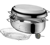 WMF Cocotte à induction 41x28,5x18 cm avec thermomètre à rôtir et insert, cocotte 8,5l avec couvercle à induction, Cromargan acier inoxydable, va au four