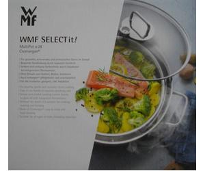 WMF Cuiseur à vapeur, Cocotte avec couvercle adapté au four 5l, induction, couvercle en verre, thermomètre de cuisson, plaque de cuisson, Cromargan acier inoxydable