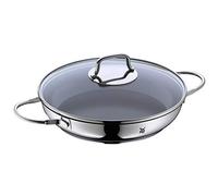 WMF Devil braisière à induction 26 cm avec couvercle en verre, poêle allant au four, poêle de service, revêtement en acier inoxydable Cromargan, revêtement céramique, va au four