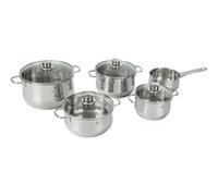 WMF Diadem Plus set de casseroles induction 5 pièces, set de casseroles avec couvercle en verre, acier inoxydable poli Cromargan, set de casseroles à induction non revêtu