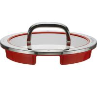WMF Function 4 couvercle de casserole 20 cm, couvercle en verre avec 4 fonctions verser, verre, silicone, Cromargan acier inoxydable poli, rouge
