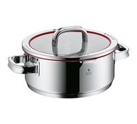 WMF Function 4 marmite grande 24 cm, couvercle en verre, rôtissoire induction 4,1 l, acier inoxydable poli Cromargan, 4 fonctions de versement, graduation interne, rouge