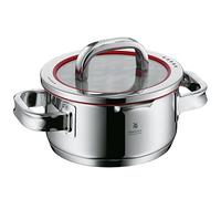 WMF Function 4 marmite petite 16 cm, couvercle en verre, rôtissoire induction 1,4 l, acier inoxydable poli Cromargan, 4 fonctions de versement, graduation interne, rouge