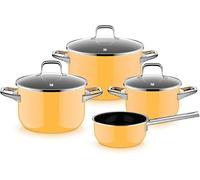 WMF Fusiontec Essential Pro, set de 4 casseroles, matériau durable et résistant aux rayures, set de casseroles à induction, adapté à tous les types de feux, fabriqué en Allemagne, jaune mangue, 05214