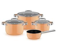 WMF Fusiontec Mineral Pro, ensemble de casseroles, 4 pièces, couleur orange "Papaya", référence 122524