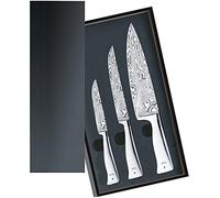 WMF Grand Gourmet set de couteaux 3 pièces, Made in Germany, 3 couteaux Damas forgés, acier Damas 120 couches, Performance Cut, set de couteaux dans une caisse en bois