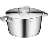 WMF Iconic Grande marmite 24 cm, couvercle en métal, marmite à induction 5,6 l, grande casserole en acier inoxydable Cromargan poli, non revêtu