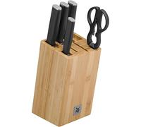 WMF Kineo bloc à couteaux avec set de couteaux 6 pièces, fabriqué en Allemagne, 4 couteaux, ciseaux de cuisine, bloc en bambou, coupe performante, lame en acier spécial