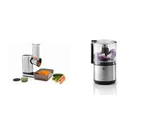 WMF KITCHENminis Salade A Emporter Hachoir Coupe Légumes 5 Plaquettes Sans BPA Carottes Râpées Emincées Choux & KITCHENminis Hachoir Electrique 0.3L Acier Inoxydable Cromargan 2 Lames Inox Bol Tritan