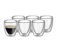 WMF Kult Lot de 6 tasses à expresso à double paroi en verre 80 ml Effet flottant Verre thermique résistant à la chaleur