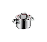 WMF Function 4 marmite petite 16 cm, couvercle en verre, marmite à viande induction 1,9 l, acier inoxydable poli Cromargan, 4 fonctions de versement, graduation interne, rouge