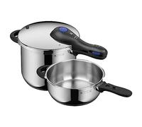 WMF Perfect Plus One Pot set d'autocuiseurs à induction 2 pièces, autocuiseur 6,5 l + 3 l grand signal de cuisson, 2 niveaux de cuisson, poignée de couvercle amovible, contrôle du niveau de chaleur à