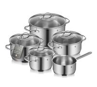 WMF Batterie de cuisine Provence Plus 07.2155.6380 - Acier inox 9 p., couvercles verre, induction
