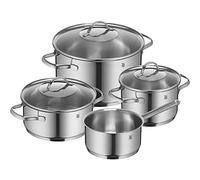 WMF Provence Plus set de casseroles induction 4 pièces, set de casseroles avec couvercle en verre, acier inoxydable poli Cromargan, set de casseroles non revêtu