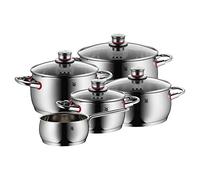 WMF Quality One Batterie de Cuisine Induction 5 pièces, set de casseroles avec couvercle en verre, acier inoxydable Cromargan poli, set de casseroles à induction non revêtues
