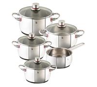 WMF Quality One set de cuisine 9 pièces, casseroles avec couvercles, technologie Cool+ pour les poignées, Set de poêles et de casseroles, Argent