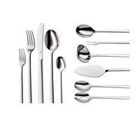 WMF Sonic set de couverts pour 12 personnes, 66 pièces, 60 pièces avec couverts de service, couteau à manche creux, Cromargan protector poli, résistant aux rayures, passe au lave-vaisselle