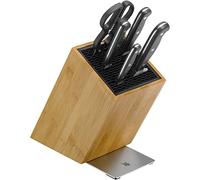 WMF Spitzenklasse Plus - Jeu de 6 pièces, 4 couteaux avec lame en acier trempé entièrement forgé et ciseaux multifonctions avec support FlexTec en bambou