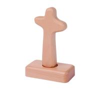 Wmqbjta Croix En Bois Décorative Religieuse, Statuette de Table, Crucifix avec Support Stable, Idéal pour Les Cadeaux Spirituels et Les Présents de Fête, Tête Ronde