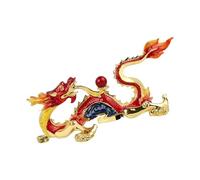 Wmqbjta Dragon Figurine Statue Sculpture Miniature en Alliage de Zinc Élégant et Résistant avec Style Chinois Adapté à Décoration Intérieure Bureau Ent, Rouge et Or
