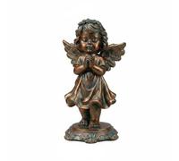 Wmqbjta Figurine Ange Enfant Priant Statue Décor Résine Sculpture Objet Spirituel Petit Format Paumes Croisées Touche Apaisante Adaptée aux Cadeaux Décoration, Bronze