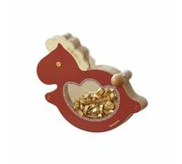 Wmqbjta Figurine Porte- Tirelire Cheval Ornement Animalier Statuette à Bascule Décoration d'Intérieur Bois et PVC Symbole de et Économies Adaptée au Bureau Maison Cadeaux, Rouge