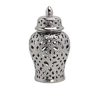 Wmqbjta Ginger Jar Vase Porcelaine Élément Moderne avec Couvercle Piédestal Jarre Céramique Déco Convient à La Décoration Bibliothèque Table, Argent
