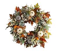 Wmqbjta Guirlande d'automne avec Citrouilles Artificielles, Couronnes de Thanksgiving et Décoration de Cheminée ; Un Décor Unique, Facile à Nettoyer et Po, 40cmx40cm