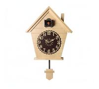 Wmqbjta Horloge en Bois Horloge Murale Pendule Pendule Murale Carillon Bois Naturel Mécanisme Silencieux Annonce Horaire Chant d'Oiseau Adaptée à la Chambre, Bois, Plaque Luo