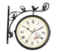 Wmqbjta Horloge Murale Double Face Décorative En Fer à Suspendre avec Cadran En Verre Silencieux, Idéale pour Le Salon, noir
