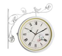 Wmqbjta Horloge Murale Double Face Décorative En Fer à Suspendre avec Cadran En Verre Silencieux, Idéale pour Le Salon, blanc