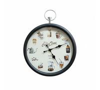 Wmqbjta Horloge Murale Vintage Horloge à Gousset Décorative Silencieuse Métal Verre Mouvement Continu Cadran Artistique Style Champêtre Élégant Convient au Bureau Salon Chambre, Bleu
