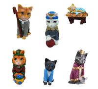 Wmqbjta Lot de 6 Figurines de Chats Mignons En Résine, Cadeau Idéal pour Appartement, Restaurant Ou Pendaison de Crémaillère.