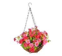 Wmqbjta Panier Suspendu de Fleurs Artificielles, Guirlande pour Plantes Suspendues, Pot de Fleurs pour Terrasse, Jardin, Pelouse, Décoration, Rose