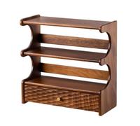 Wmqbjta Présentoir en Bois Naturel, Style to 1 | Finition Noyer Chaleureuse, Livré Entièrement Assemblé, Présentoir Table, pour Salon