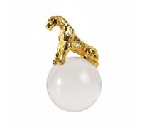 Wmqbjta Sculpture Décor Figurine Chat Sphère Statue Ornement Table Métal et Cristal Surface Sculptée Finition Brillante Adaptée au Salon Entrée Bureau Étagères, Doré