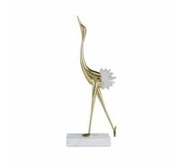 Wmqbjta Statue Décor Maison Sculpture Oiseau Grue Ornement Table Figurine Oiseau Décoratif Statuette Métal Socle Marbre Effet Cristal Finition Polie Suitable, A 14-8-36cm