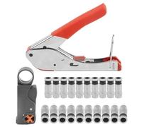 WMYCONGCONG Jeu de pinces à sertir Sertisseuse de câble coaxial Outil de compression pour câble coaxial avec 20 connecteurs F