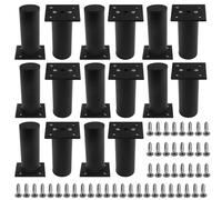 WMYCONGCONG Lot de 16 Pieds de Meubles réglables Cabinet en Aluminium Pieds en métal Pieds de canapé Noir Mat Pieds de Support 4 inch/10cm pour Table de café Canapé Cuisine Meubles Etagères