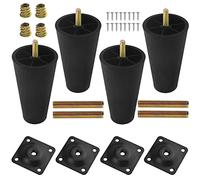 WMYCONGCONG Lot de 4 Pieds de Meuble Remplacement des Pieds de canapé 12,7 cm Pieds Coniques en Plastique avec plaques de Montage Vis Filet M8 Noir Pieds Modernes pour Armoire Bureau Table Chaise